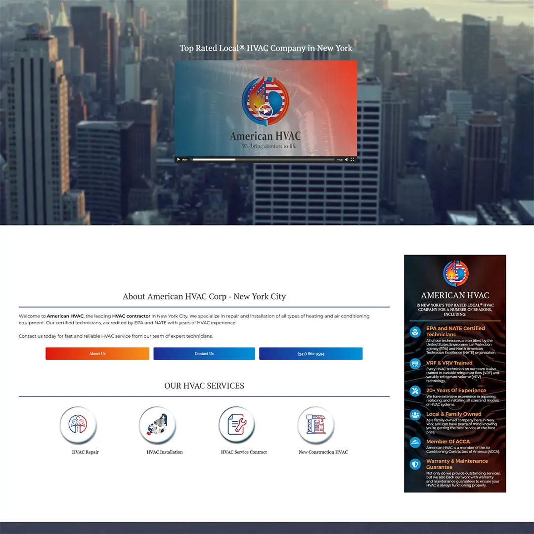 Achieved 70% Traffic Increment through SEO for American HVAC – HVAC Contractor in New York